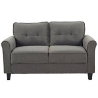Lifestyle Solutions - Hamilton Loveseat with Upholstered Fabric Rolled Arms - Heather Gray - Front_Zoom