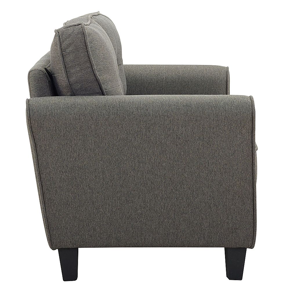 Left View: Lifestyle Solutions - Hamilton Loveseat with Upholstered Fabric Rolled Arms - Heather Gray