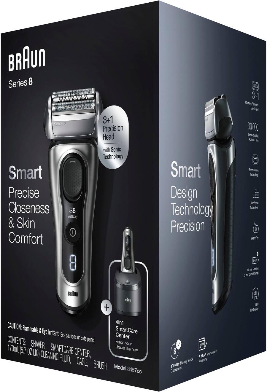 Braun Series 8 Rechargeable Wet Dry Electric Shaver 8457cc With Braun Series 8 Rechargeable Wet Dry Electric Shaver 8457cc With
