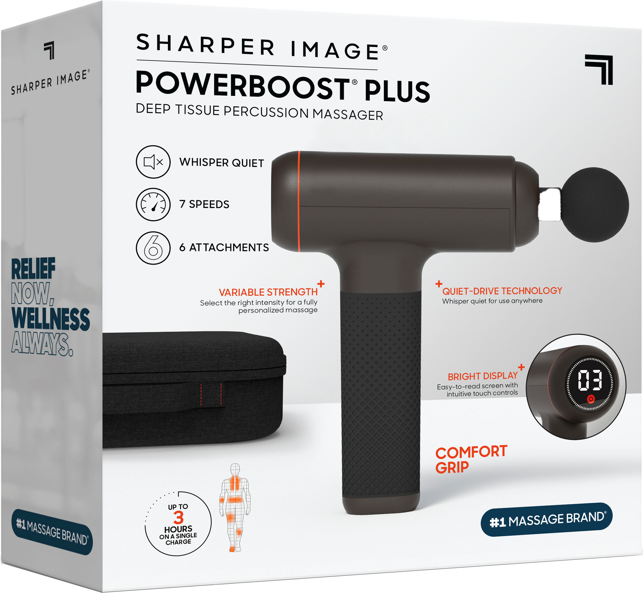 Sharper Image® Powerboost® Deep Tissue Percussion Massager Full Body  Massage Gun, with 5 Interchangeable Attachments, Blush 