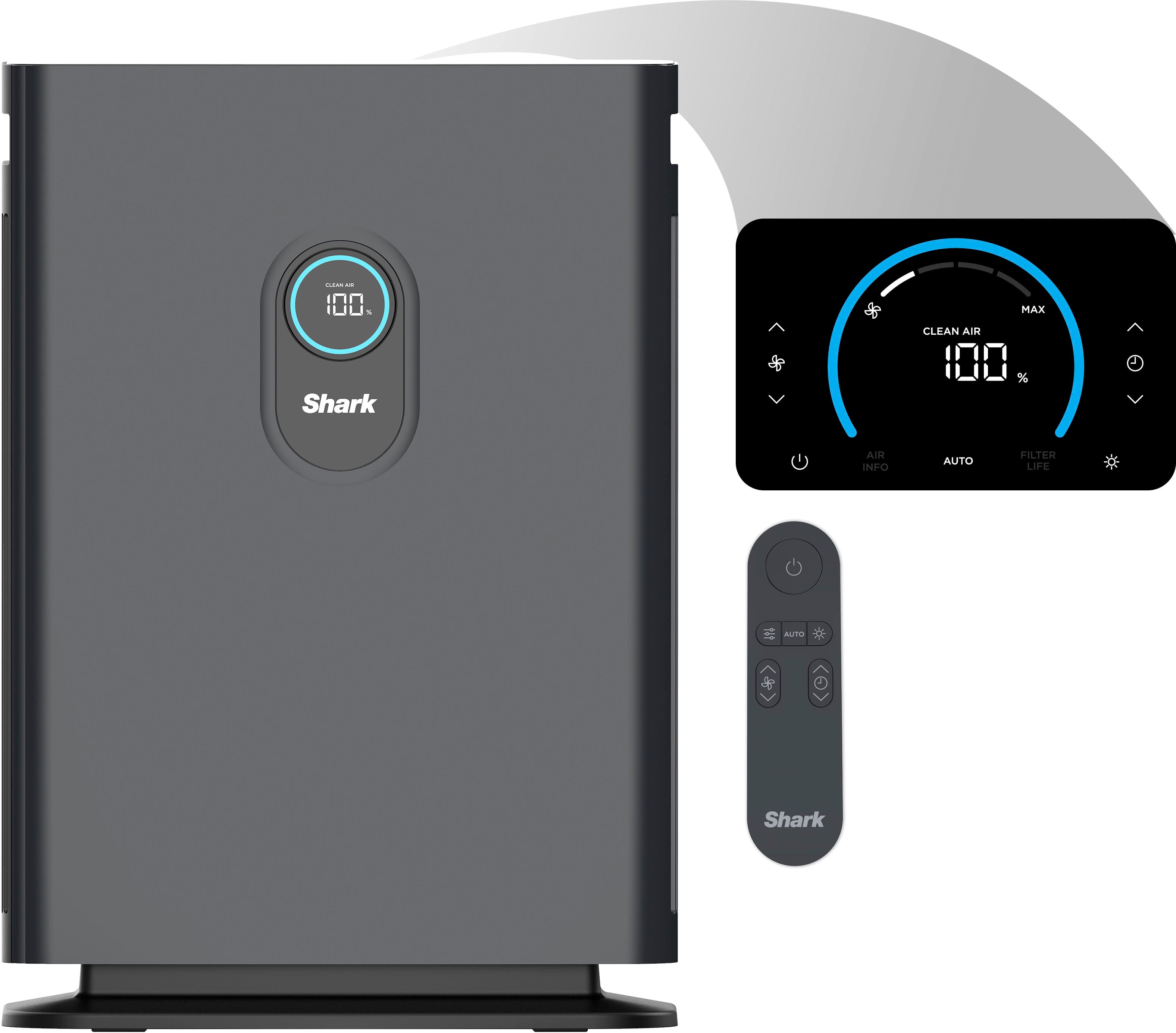 Alt View 18. Shark - Air Purifier 4 with Anti-Allergen Multi-Filter & Advanced Odor Lock, 1,000 sq. ft. - Charcoal Gray.