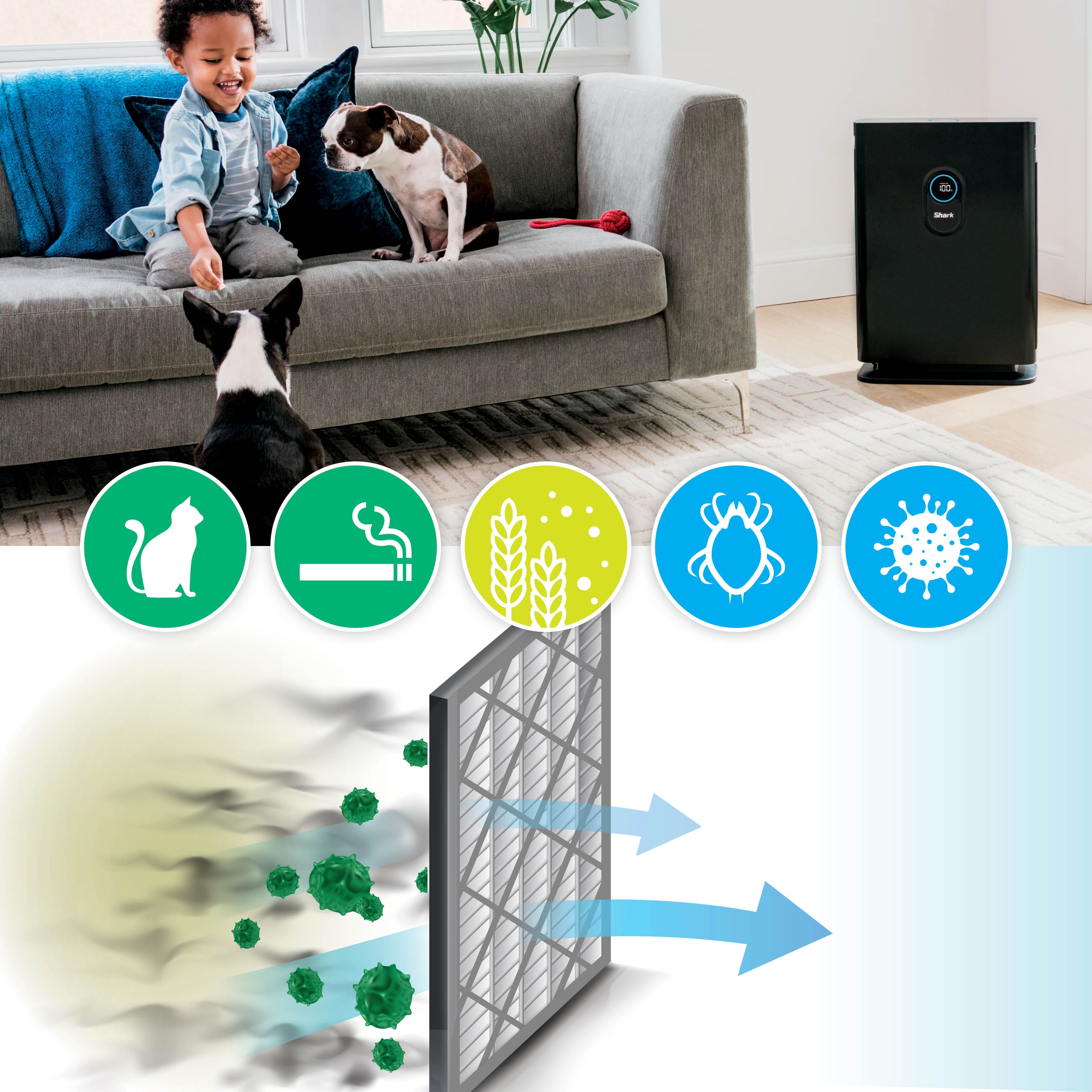 Alt View 40. Shark - Air Purifier 4 with Anti-Allergen Multi-Filter & Advanced Odor Lock, 1,000 sq. ft. - Charcoal Gray.