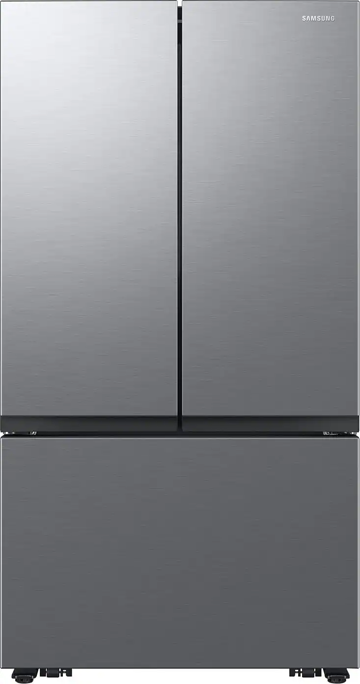 Front. Samsung - 27 cu. ft. 3-Door French Door Counter Depth Smart Refrigerator with Dual Auto Ice Maker - Fingerprint Resistant Stainless Look.