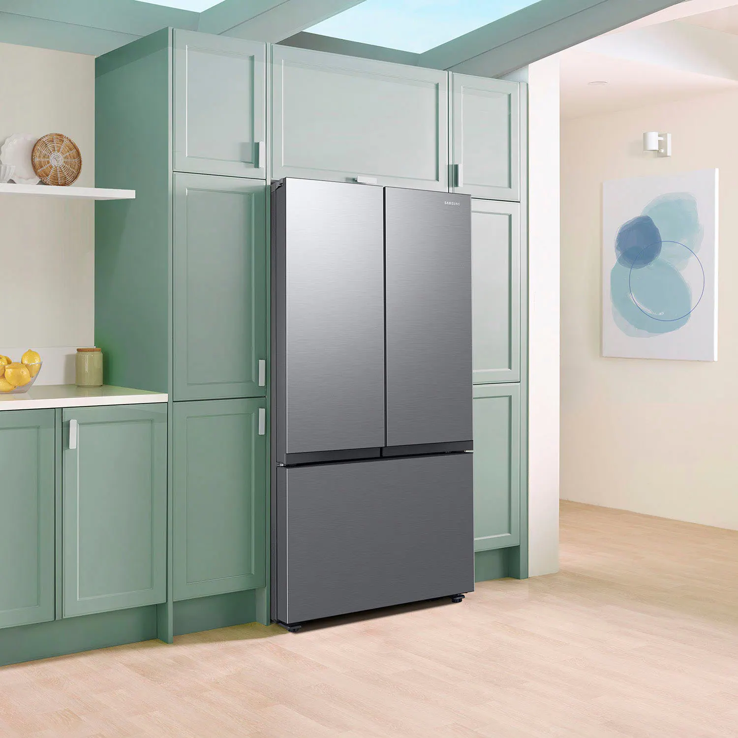 Alt View 10. Samsung - 27 cu. ft. 3-Door French Door Counter Depth Smart Refrigerator with Dual Auto Ice Maker - Fingerprint Resistant Stainless Steel.