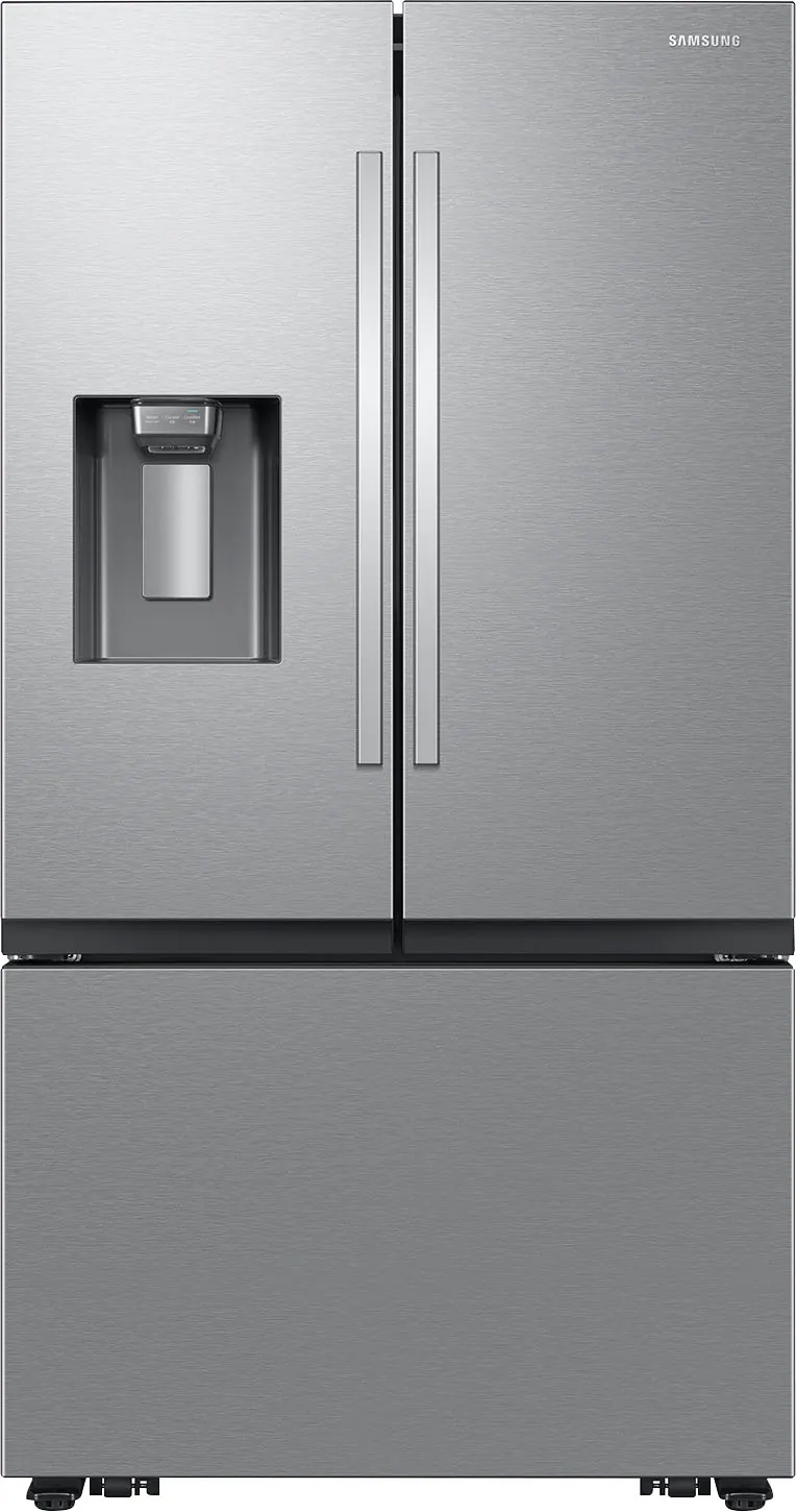 Front. Samsung - 31 cu. ft. 3-Door French Door Smart Refrigerator with Four Types of Ice - Stainless Steel.
