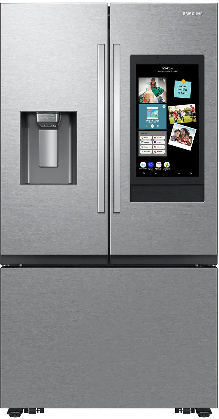 Front. Samsung - 30 cu. ft. 3-Door French Door Smart Refrigerator with Family Hub - Stainless Steel.