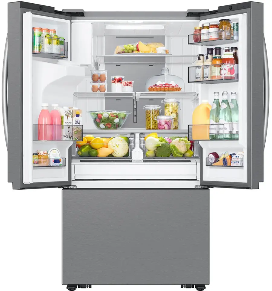 Alt View 14. Samsung - 30 cu. ft. 3-Door French Door Smart Refrigerator with Family Hub - Stainless Steel.