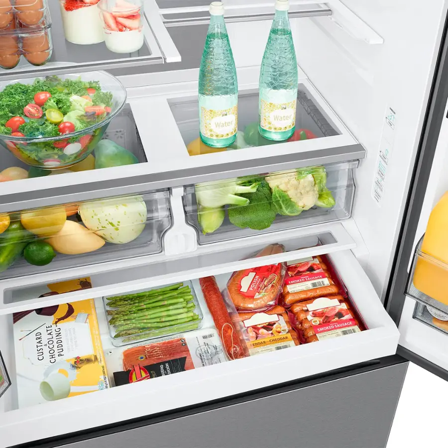 Alt View 17. Samsung - 30 cu. ft. 3-Door French Door Smart Refrigerator with Family Hub - Stainless Steel.