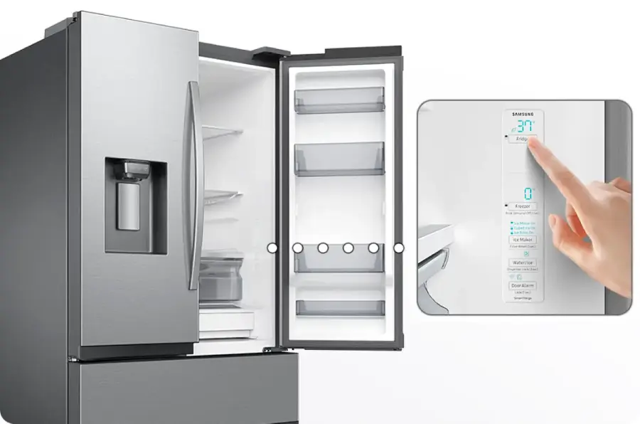 Alt View 22. Samsung - 30 cu. ft. 3-Door French Door Smart Refrigerator with Family Hub - Stainless Steel.
