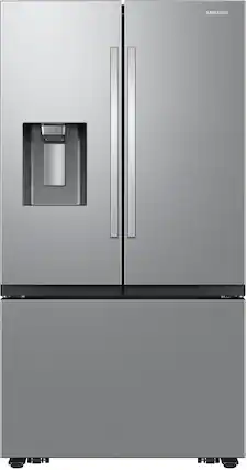 Front. Samsung - 26 cu. ft. French Door Counter Depth Smart Refrigerator with Four Types of Ice - Fingerprint Resistant Stainless Steel.