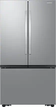 Front. Samsung - 27 cu. ft. French Door Counter Depth Smart Refrigerator with Dual Auto Ice Maker - Stainless Steel.