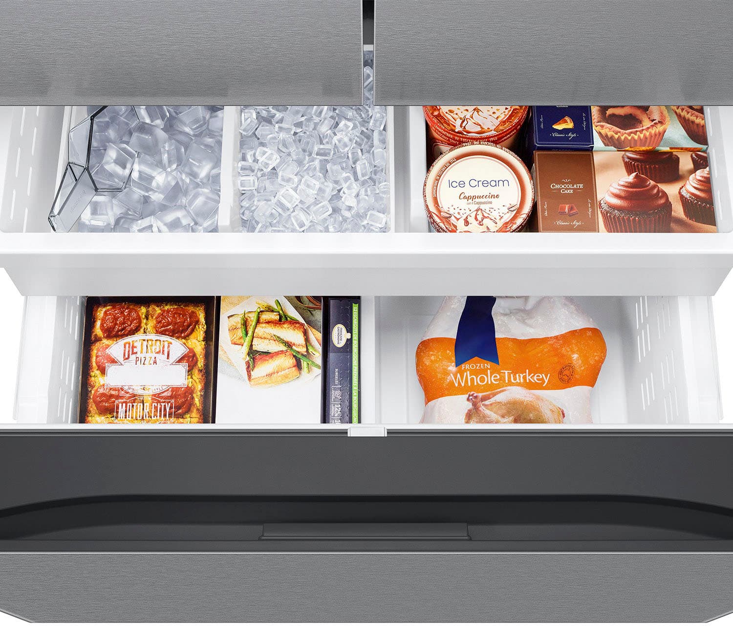 Alt View 17. Samsung - 27 cu. ft. French Door Counter Depth Smart Refrigerator with Dual Auto Ice Maker - Stainless Steel.