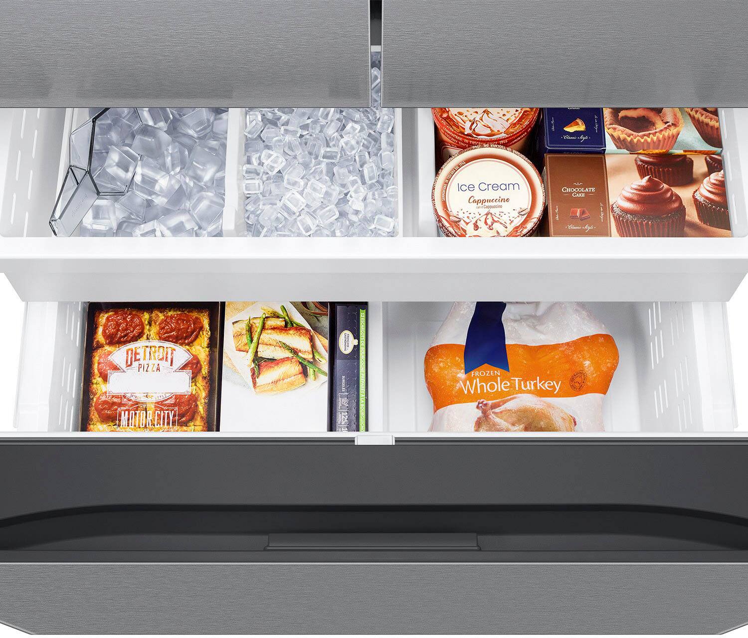 Alt View 17. Samsung - 27 cu. ft. French Door Counter Depth Smart Refrigerator with Dual Auto Ice Maker - Stainless Steel.