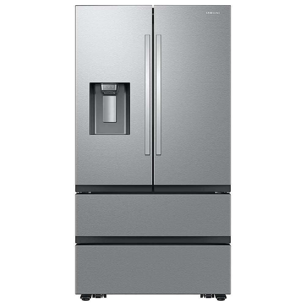 Samsung - 25 cu. ft. 4-Door French Door Counter Depth Smart Refrigerator with Four Types of Ice - Stainless Steel - Front_Zoom