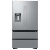 Samsung - 25 cu. ft. 4-Door French Door Counter Depth Smart Refrigerator with Four Types of Ice - Stainless Steel - Front_Zoom