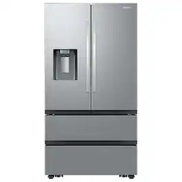 Samsung - 25 cu. ft. 4-Door French Door Counter Depth Smart Refrigerator with Four Types of Ice - Stainless Steel