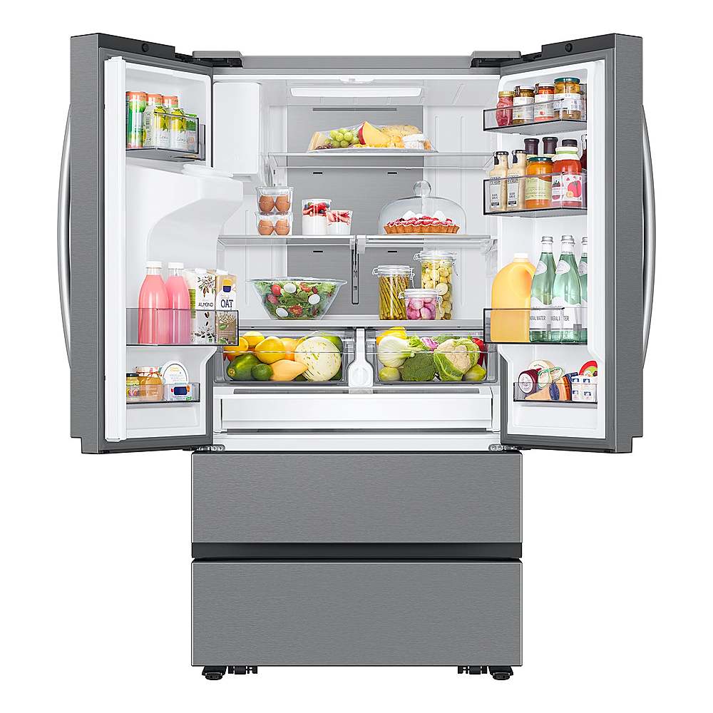 Alt View 14. Samsung - 25 cu. ft. 4-Door French Door Counter Depth Smart Refrigerator with Four Types of Ice - Fingerprint Resistant Stainless Steel.