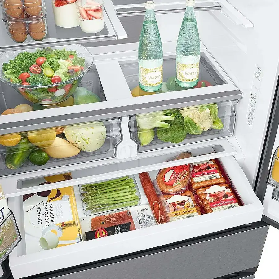 Samsung 25 cu. ft. 4 Door French Door Counter Depth Smart Refrigerator ...