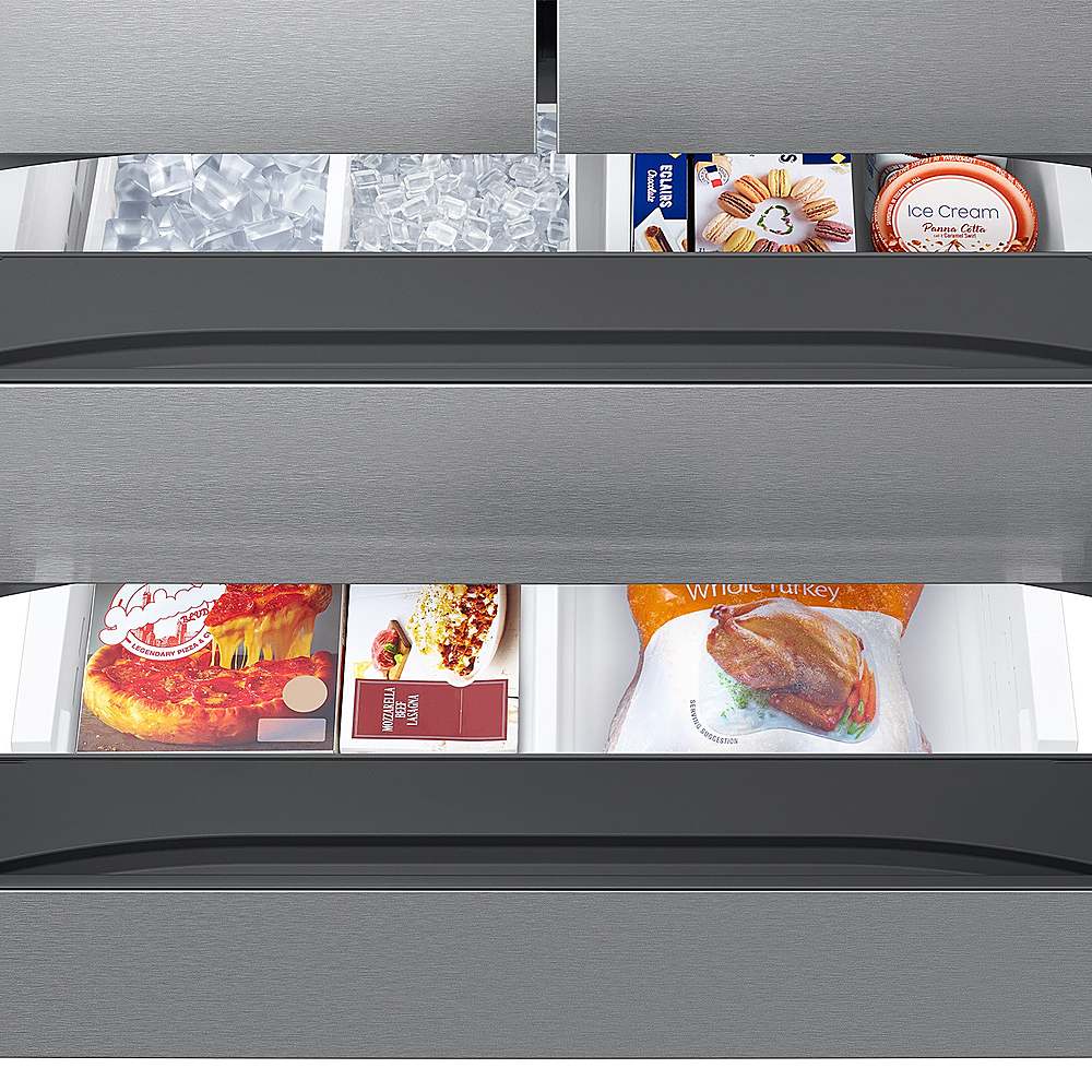 Alt View 20. Samsung - 25 cu. ft. 4-Door French Door Counter Depth Smart Refrigerator with Four Types of Ice - Fingerprint Resistant Stainless Steel.