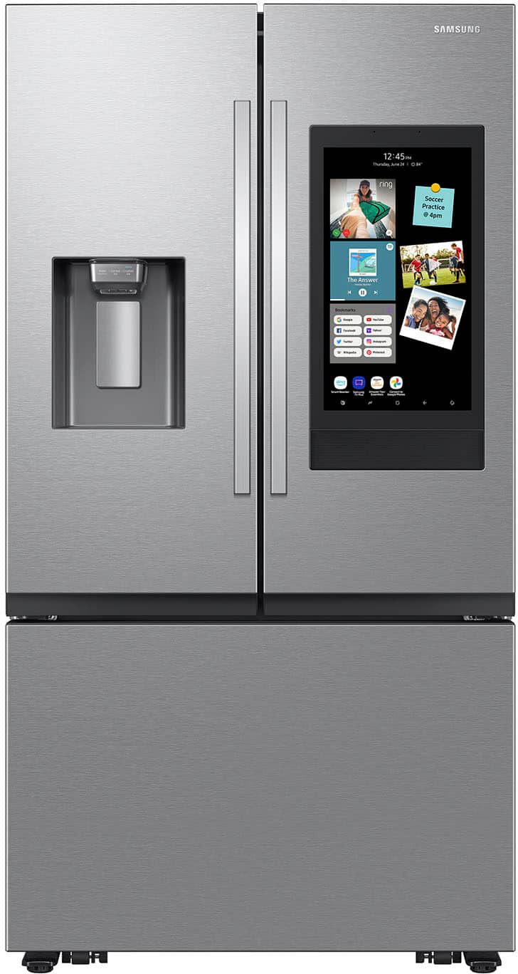 Samsung - 25 cu. ft. 3-Door French Door Counter Depth Smart Refrigerator with Family Hub - Stainless Steel - Front_Zoom