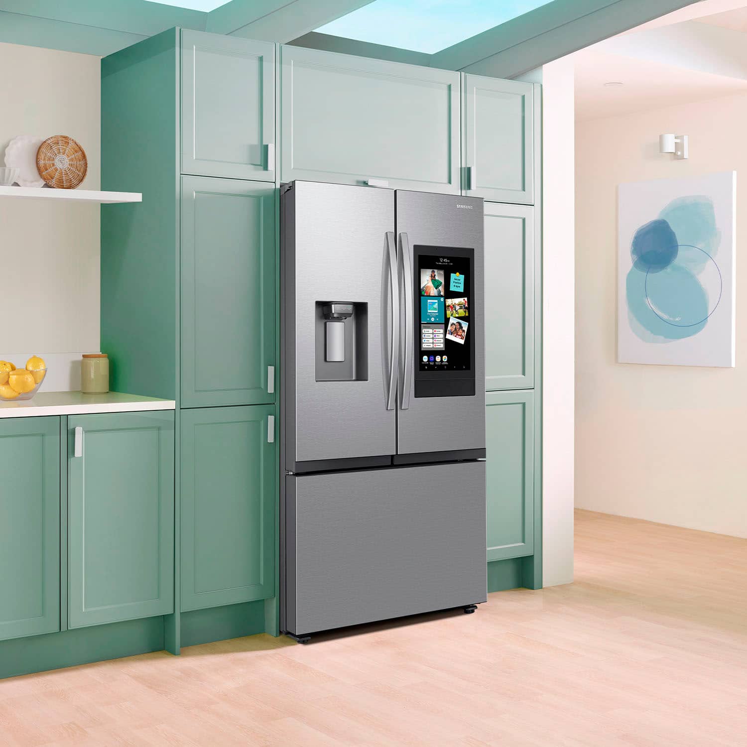 Alt View 11. Samsung - 25 cu. ft. 3-Door French Door Counter Depth Smart Refrigerator with Family Hub - Stainless Steel.