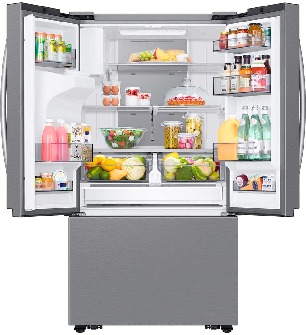 Alt View 14. Samsung - 25 cu. ft. 3-Door French Door Counter Depth Smart Refrigerator with Family Hub - Stainless Steel.