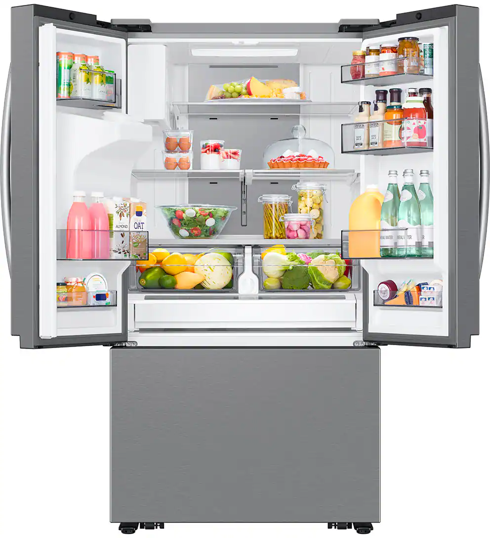 Alt View 14. Samsung - 25 cu. ft. 3-Door French Door Counter Depth Smart Refrigerator with Family Hub - Stainless Steel.