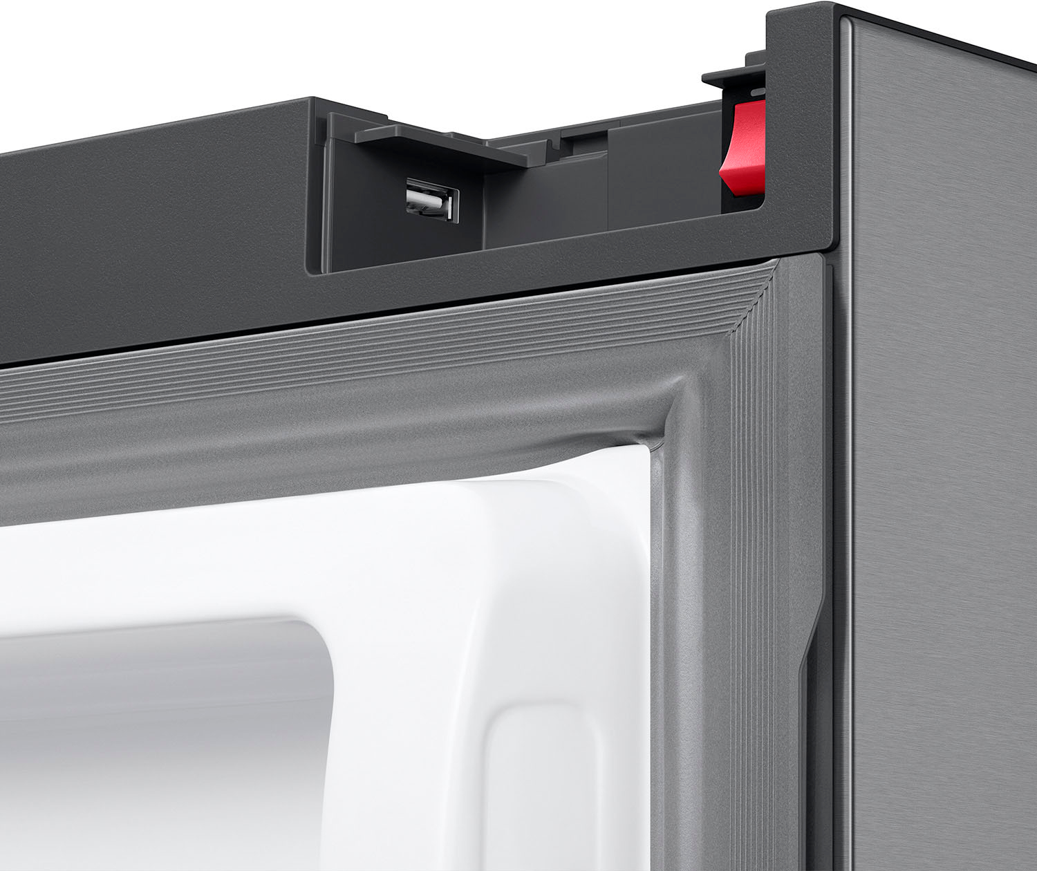 Alt View 20. Samsung - 25 cu. ft. 3-Door French Door Counter Depth Smart Refrigerator with Family Hub - Stainless Steel.