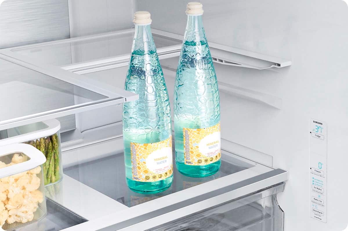 Alt View 18. Samsung - 25 cu. ft. 3-Door French Door Counter Depth Smart Refrigerator with Family Hub - Stainless Steel.