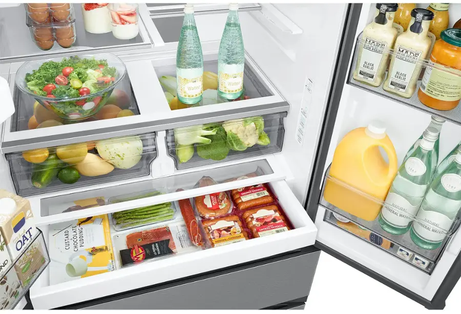 Alt View 17. Samsung - 30 cu. ft. 4-Door French Door Smart Refrigerator with Four Types of Ice - Stainless Steel.