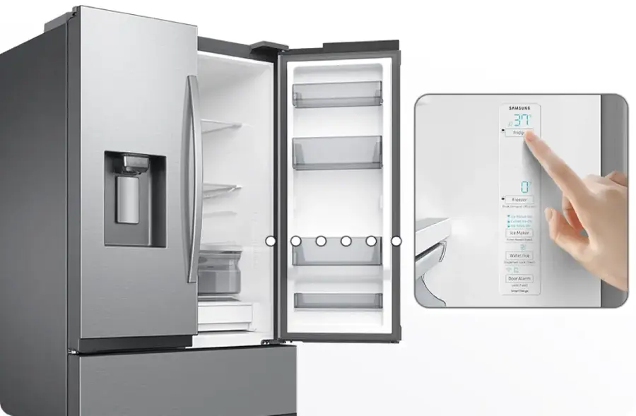 Alt View 21. Samsung - 30 cu. ft. 4-Door French Door Smart Refrigerator with Four Types of Ice - Stainless Steel.