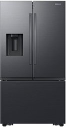 Samsung - 31 cu. ft. 3-Door French Door Smart Refrigerator with Four Types of Ice - Fingerprint Resistant Matte Black Steel - Front_Zoom
