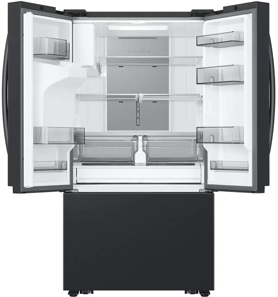 Alt View 13. Samsung - 31 cu. ft. 3-Door French Door Smart Refrigerator with Four Types of Ice - Fingerprint Resistant Matte Black Steel.