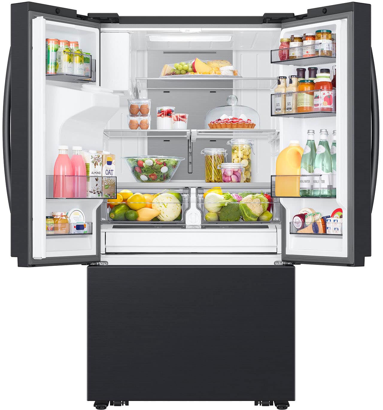 Alt View 14. Samsung - 31 cu. ft. 3-Door French Door Smart Refrigerator with Four Types of Ice - Fingerprint Resistant Matte Black Steel.
