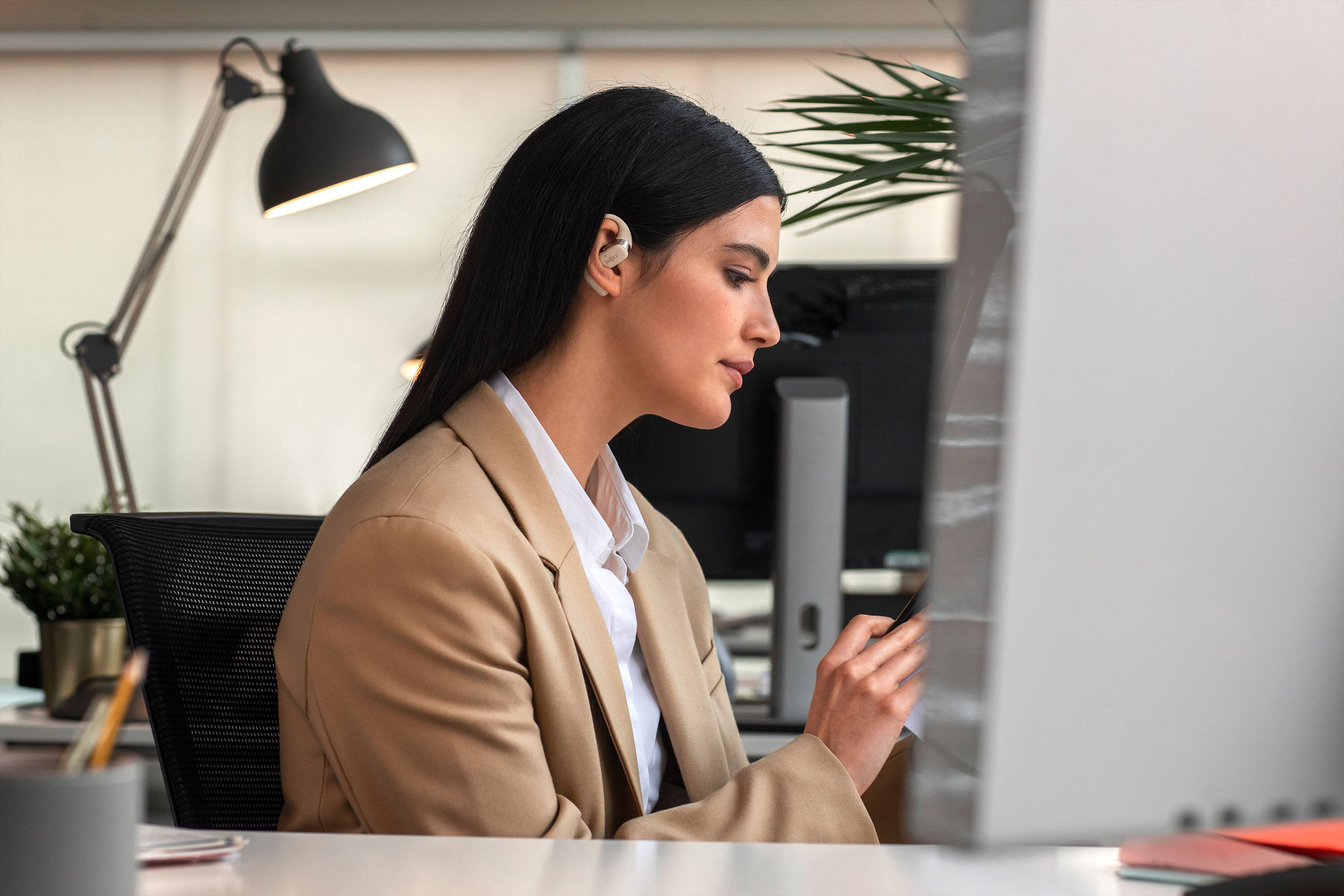 Alt View 23. Shokz - OpenFit Open-Ear True Wireless Earbuds - Beige.