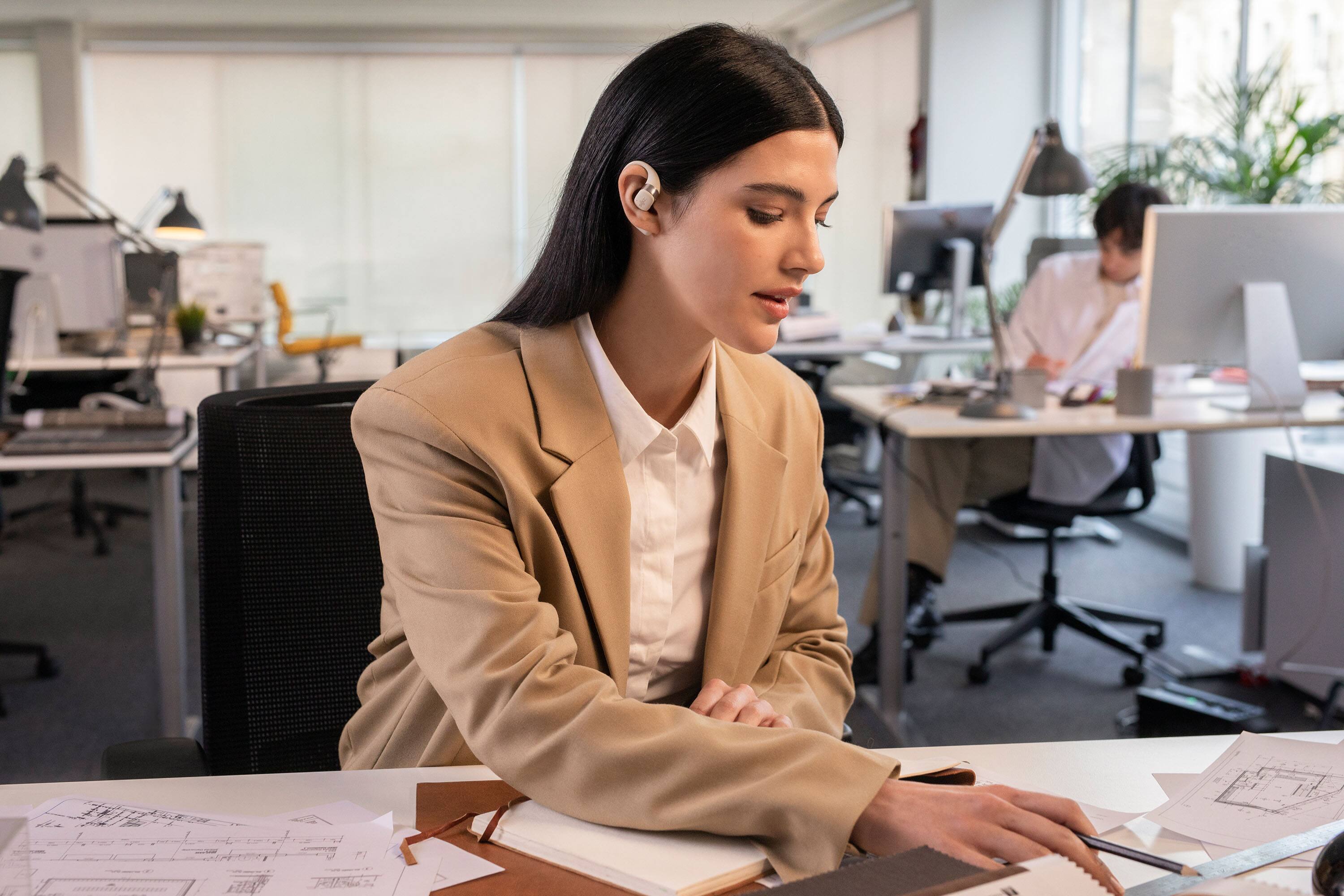 Alt View 24. Shokz - OpenFit Open-Ear True Wireless Earbuds - Beige.