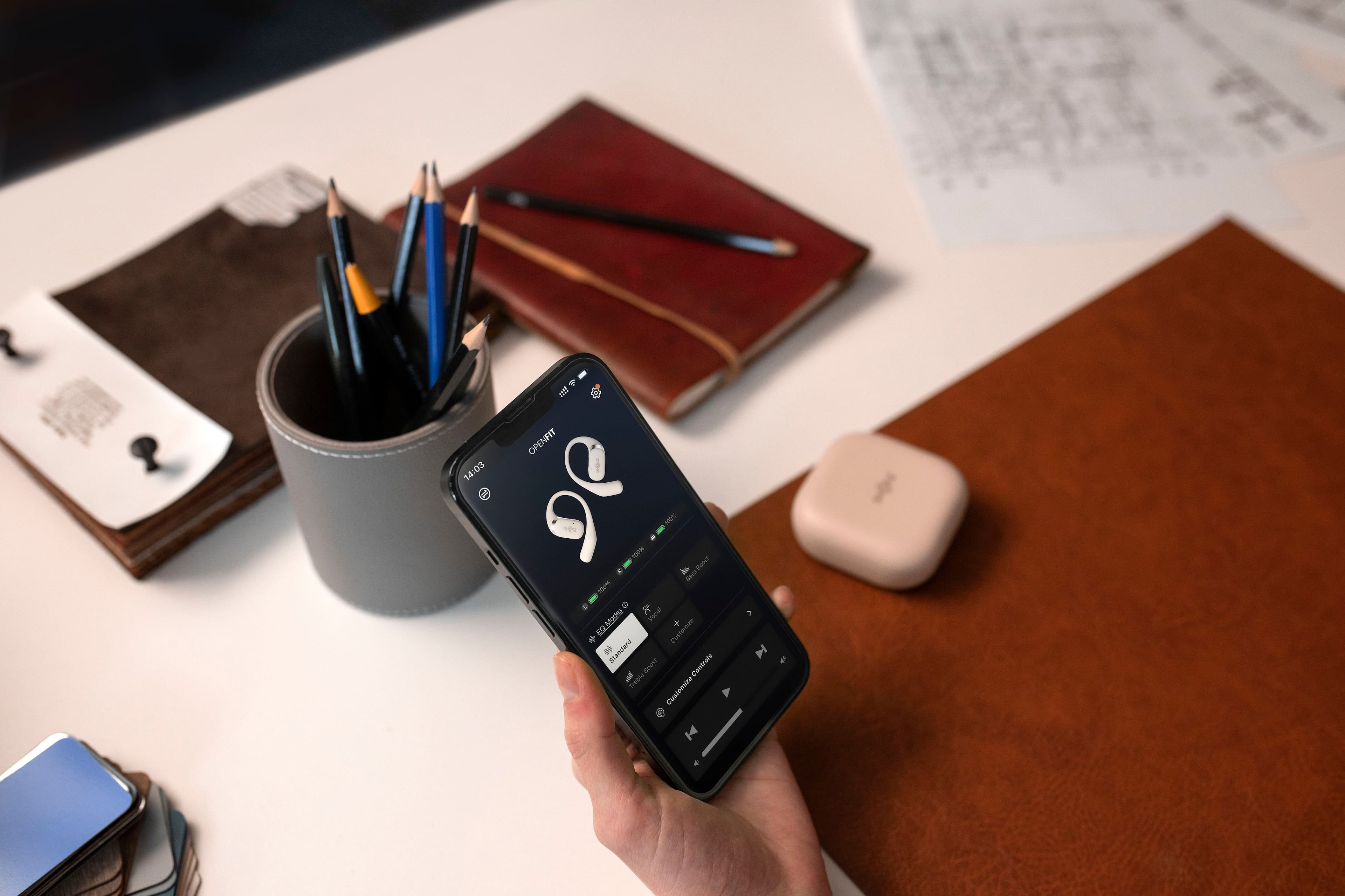 Alt View 25. Shokz - OpenFit Open-Ear True Wireless Earbuds - Beige.