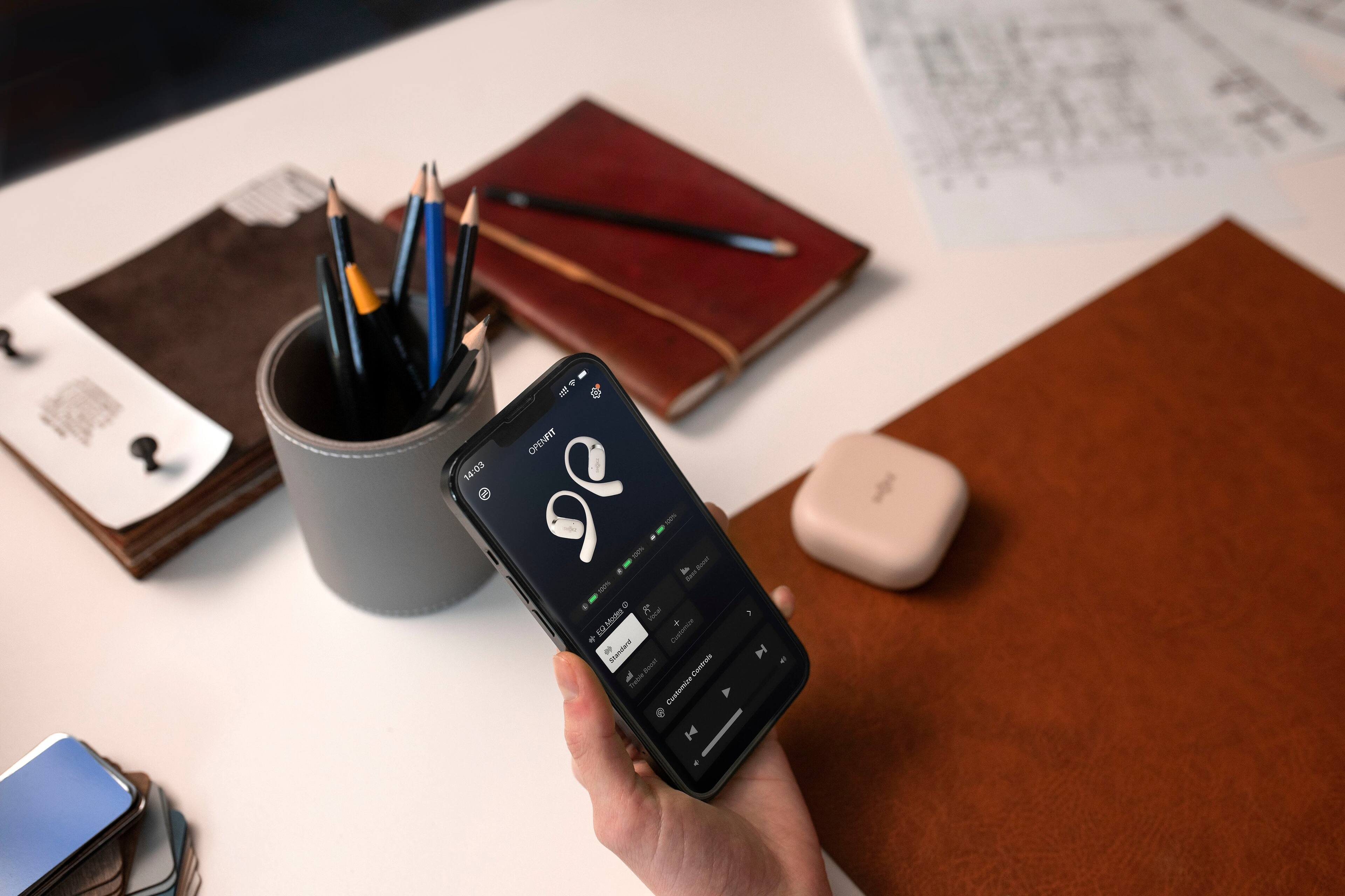 Alt View 25. Shokz - OpenFit Open-Ear True Wireless Earbuds - Beige.