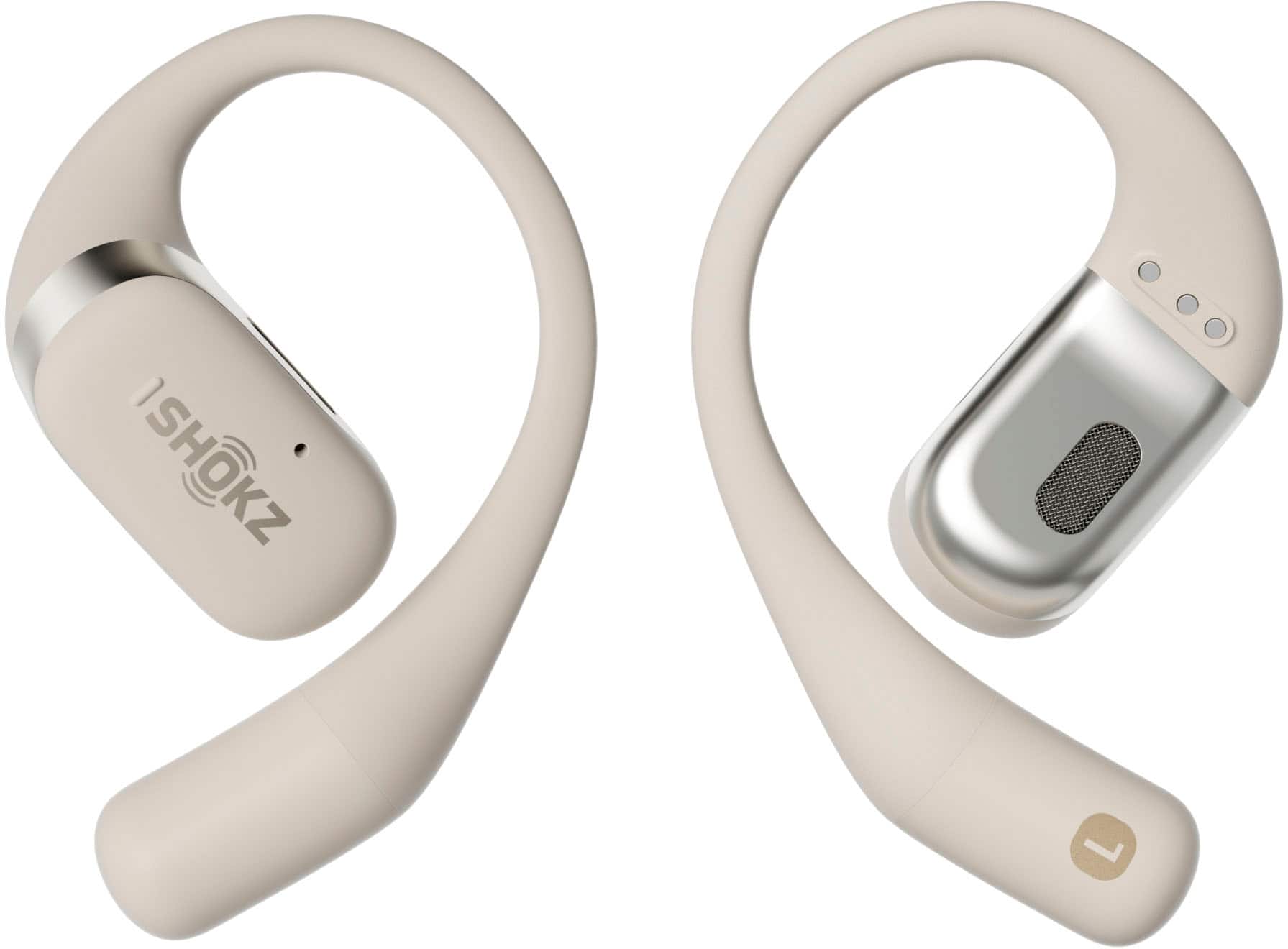 Front. Shokz - OpenFit Open-Ear True Wireless Earbuds - Beige.