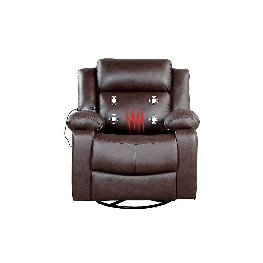 Angle View: Relax A Lounger - Maxima Swivel Recliner - Brown