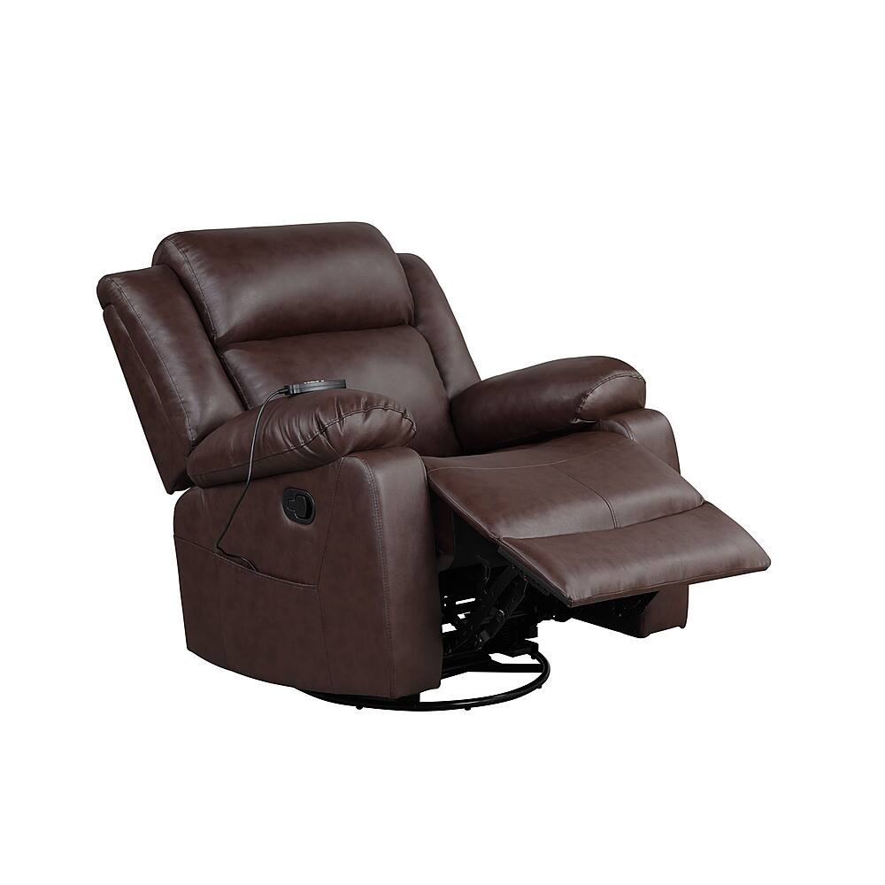 Left View: Relax A Lounger - Maxima Swivel Recliner - Brown