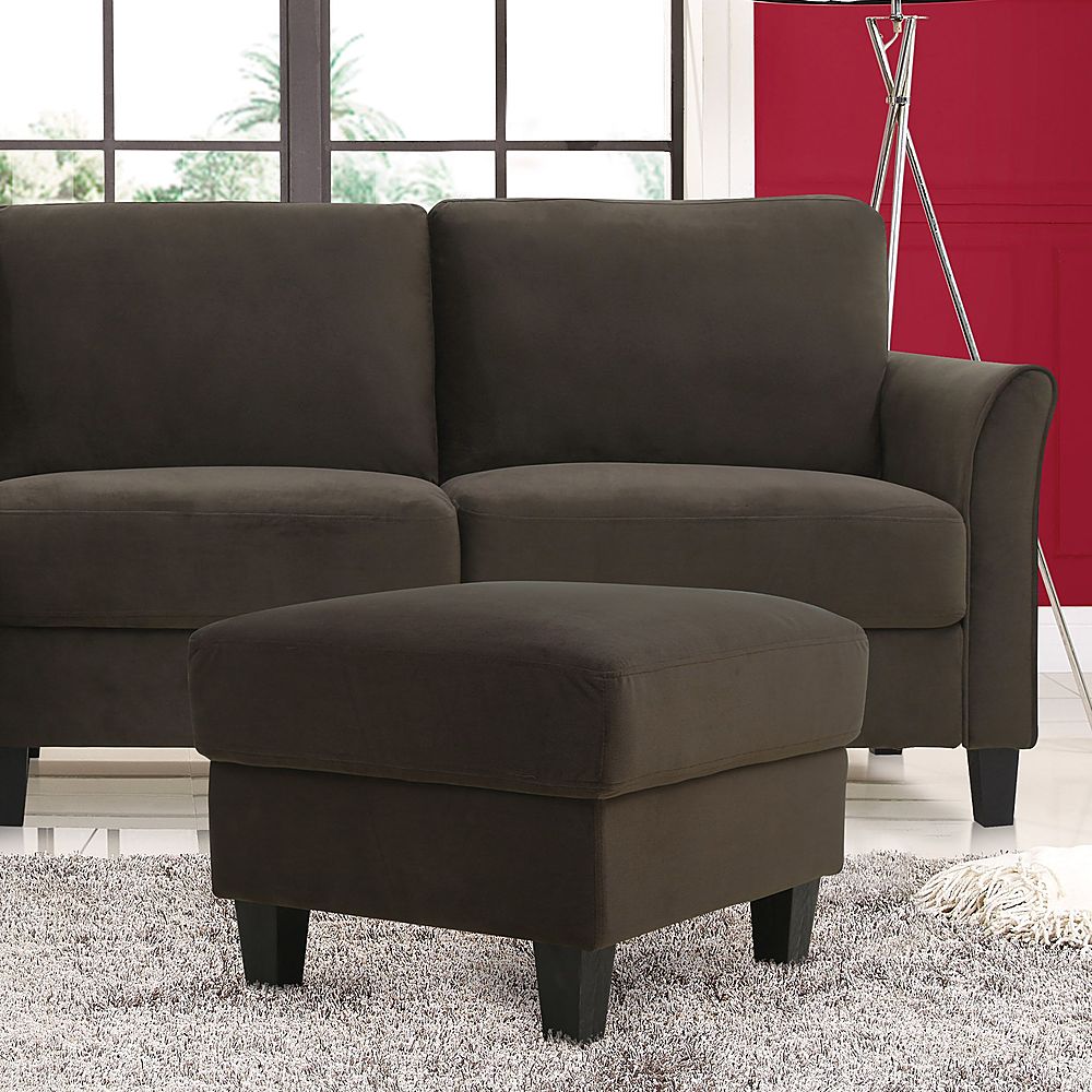 Left View: Lifestyle Solutions - Wesley Microfiber Loveseat in Grey - Dark Grey