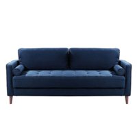 Lifestyle Solutions - Langford Sofa with Upholstered Fabric and Eucalyptus Wood Frame - Navy Blue - Front_Zoom