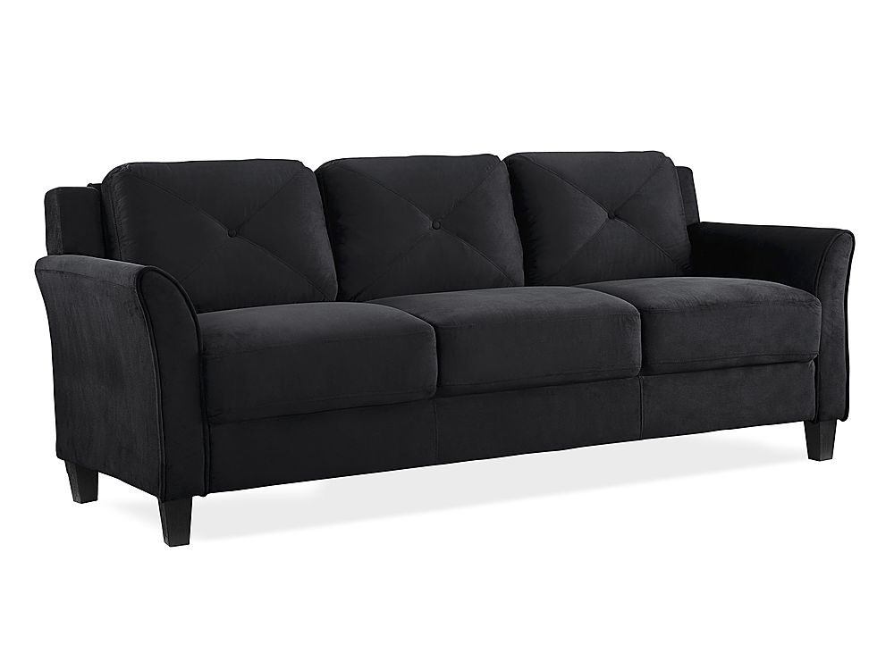 Lifestyle Solutions Hartford Sofa Upholstered Microfiber Curved Arms Black  CCHRFKS3M26BKVA - Best Buy