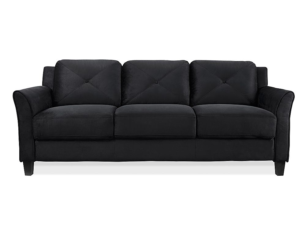 Left View: Lifestyle Solutions - Hartford Sofa Upholstered Microfiber Curved Arms - Black