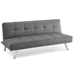 Serta - Corey Multi-Functional Convertible Sofa  in Faux Leather - Charcoal - Front_Zoom