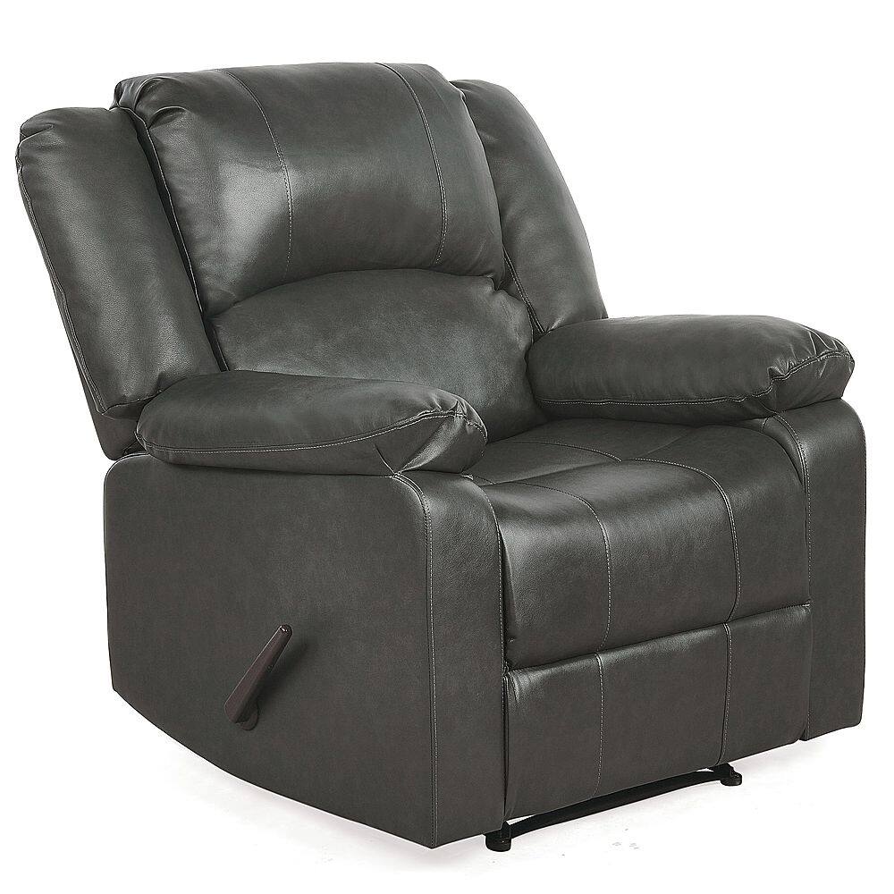 Angle View: Relax A Lounger - Presidio Manual Recliner with Vegan Leather - Dark Gray