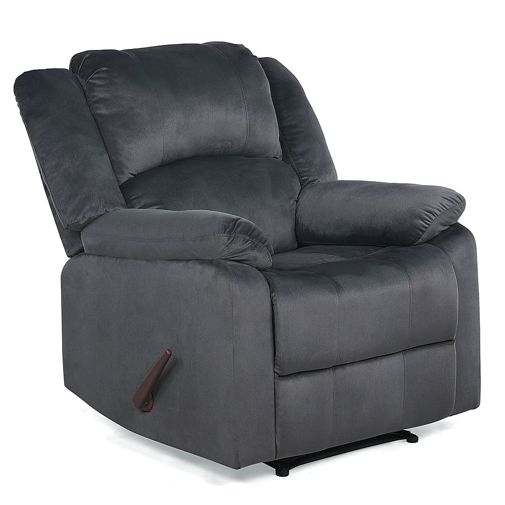 ProLounger Plush Low-Pile Velour Tufted Back Extra Large Wall Hugger Reclining Chair - Smoke Gray