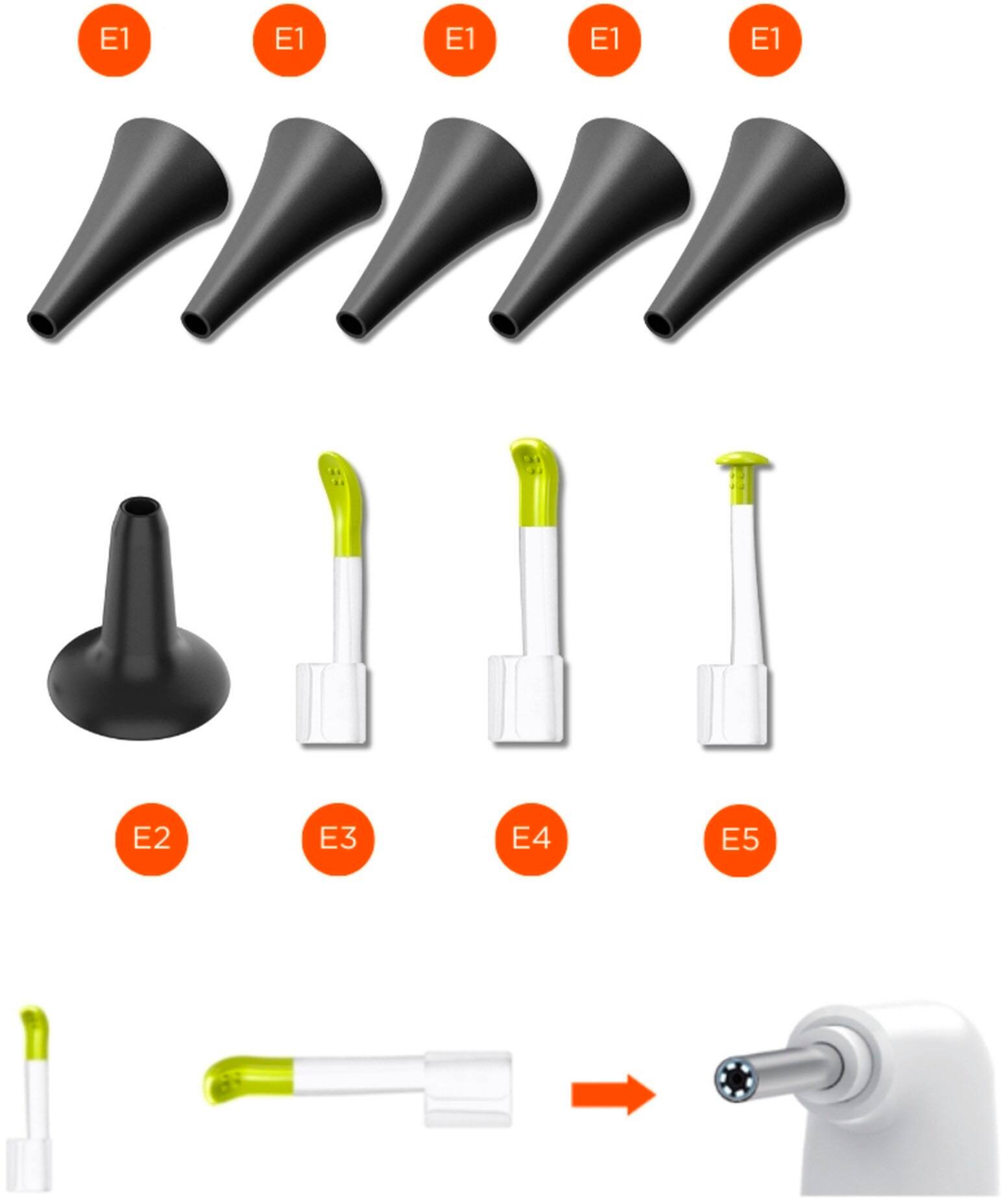 Angle. MOBI - Smart Wi-Fi Otoscope 1080P HD Camera With Earwax Removal Tool - White.