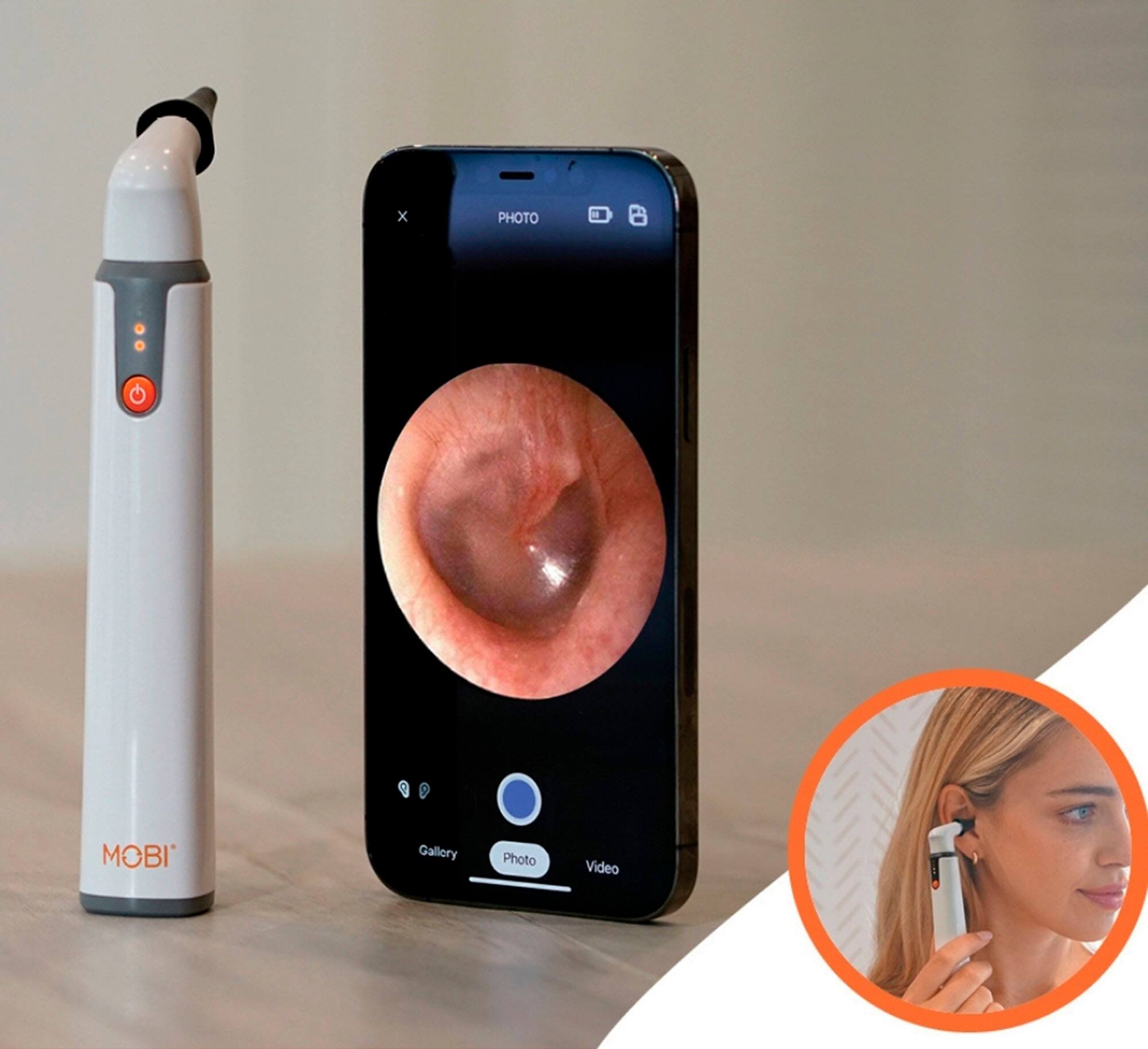 Alt View 1. MOBI - Smart Wi-Fi Otoscope 1080P HD Camera With Earwax Removal Tool - White.